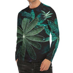 Fresh Tropical Leaf Print Men's Long Sleeve Rash Guard