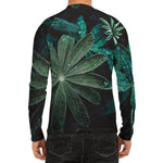 Fresh Tropical Leaf Print Men's Long Sleeve Rash Guard