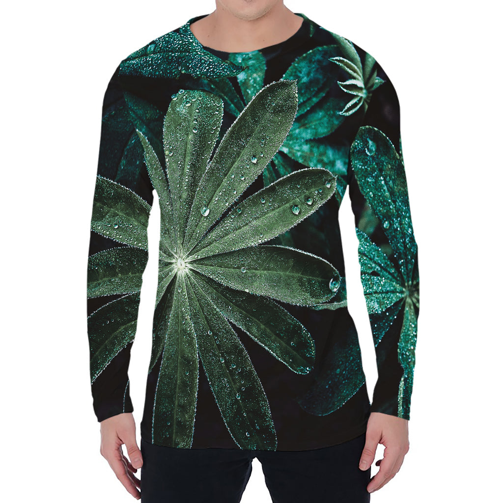 Fresh Tropical Leaf Print Men's Long Sleeve T-Shirt