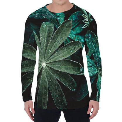 Fresh Tropical Leaf Print Men's Long Sleeve T-Shirt