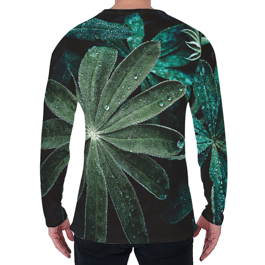 Fresh Tropical Leaf Print Men's Long Sleeve T-Shirt