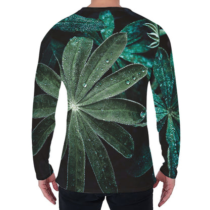 Fresh Tropical Leaf Print Men's Long Sleeve T-Shirt