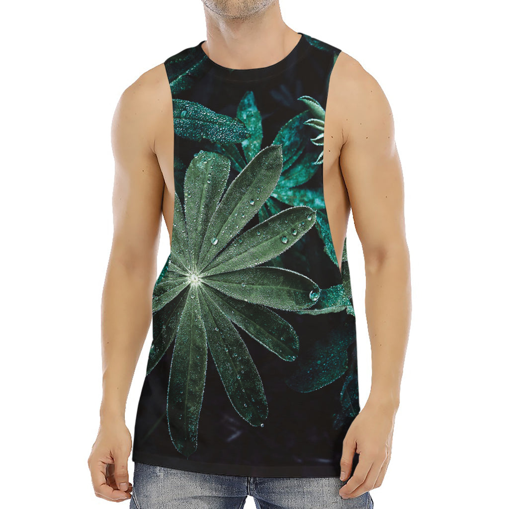 Fresh Tropical Leaf Print Men's Muscle Tank Top