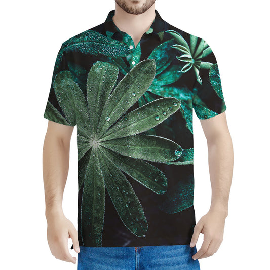 Fresh Tropical Leaf Print Men's Polo Shirt