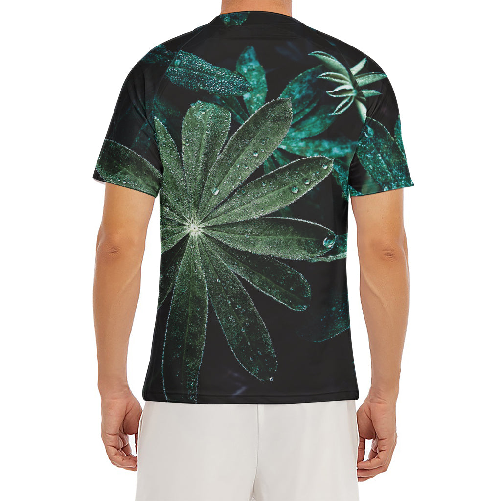 Fresh Tropical Leaf Print Men's Short Sleeve Rash Guard