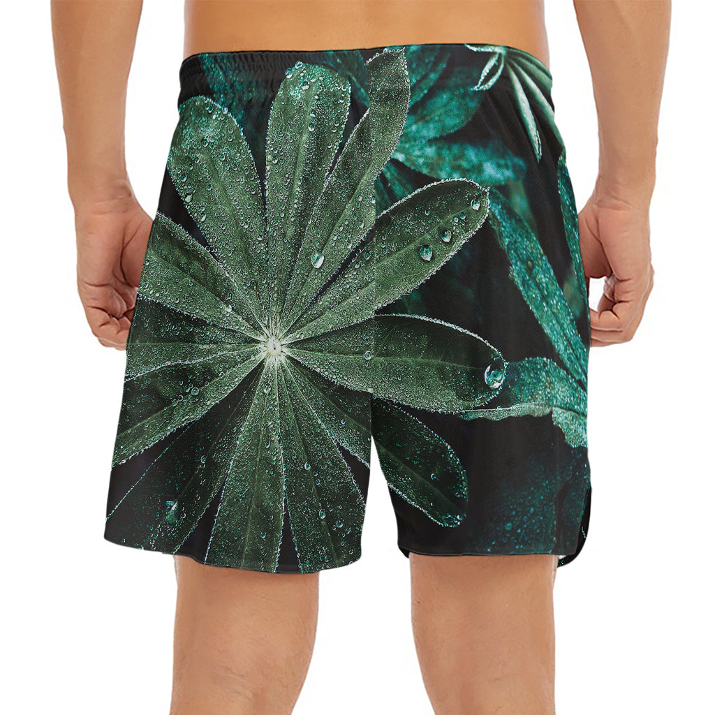 Fresh Tropical Leaf Print Men's Split Running Shorts