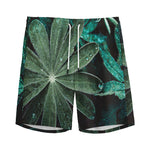 Fresh Tropical Leaf Print Men's Sports Shorts