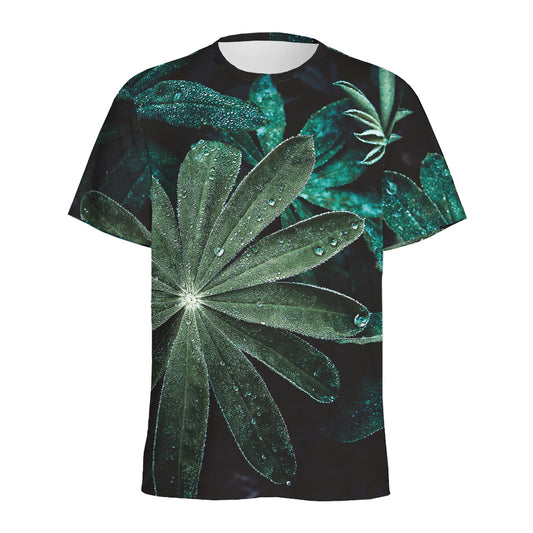 Fresh Tropical Leaf Print Men's Sports T-Shirt