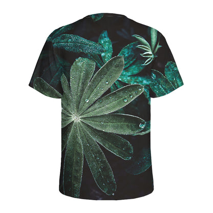 Fresh Tropical Leaf Print Men's Sports T-Shirt