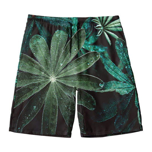 Fresh Tropical Leaf Print Men's Swim Trunks