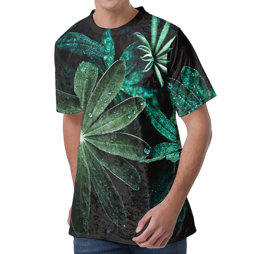 Fresh Tropical Leaf Print Men's Velvet T-Shirt