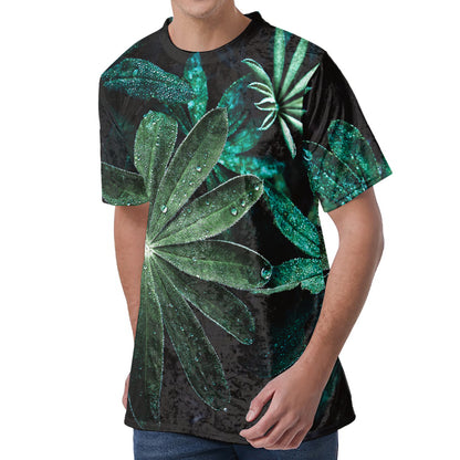 Fresh Tropical Leaf Print Men's Velvet T-Shirt