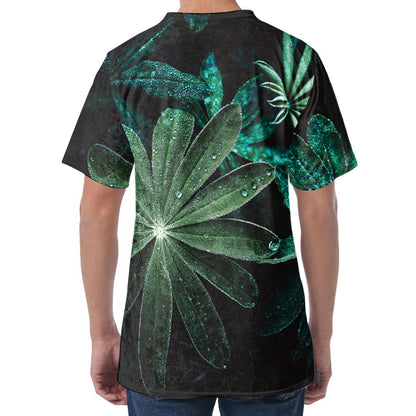 Fresh Tropical Leaf Print Men's Velvet T-Shirt