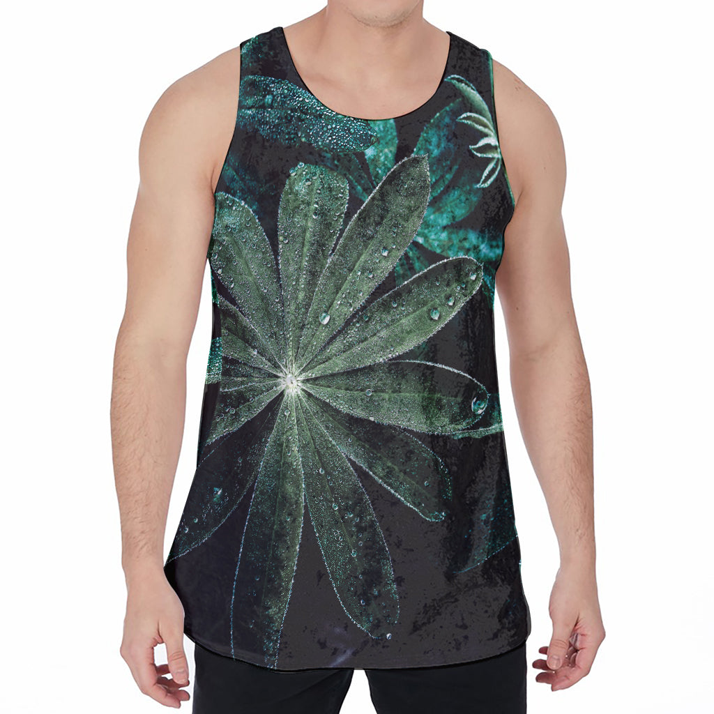 Fresh Tropical Leaf Print Men's Velvet Tank Top