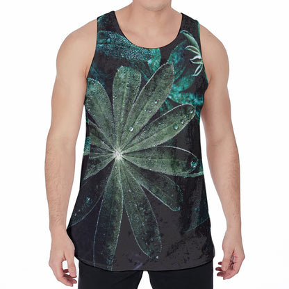 Fresh Tropical Leaf Print Men's Velvet Tank Top