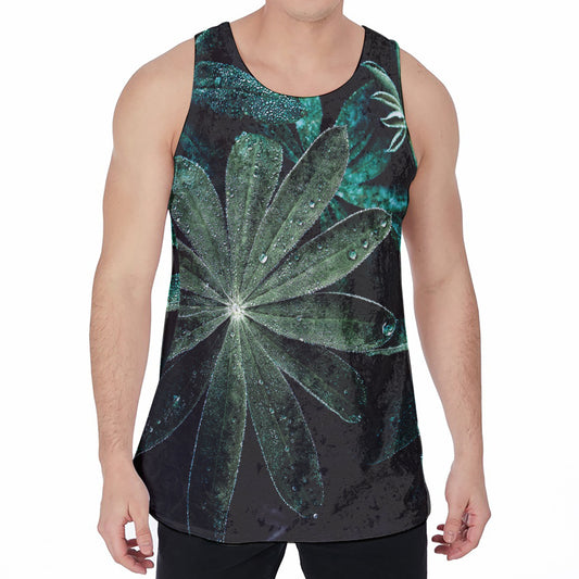 Fresh Tropical Leaf Print Men's Velvet Tank Top