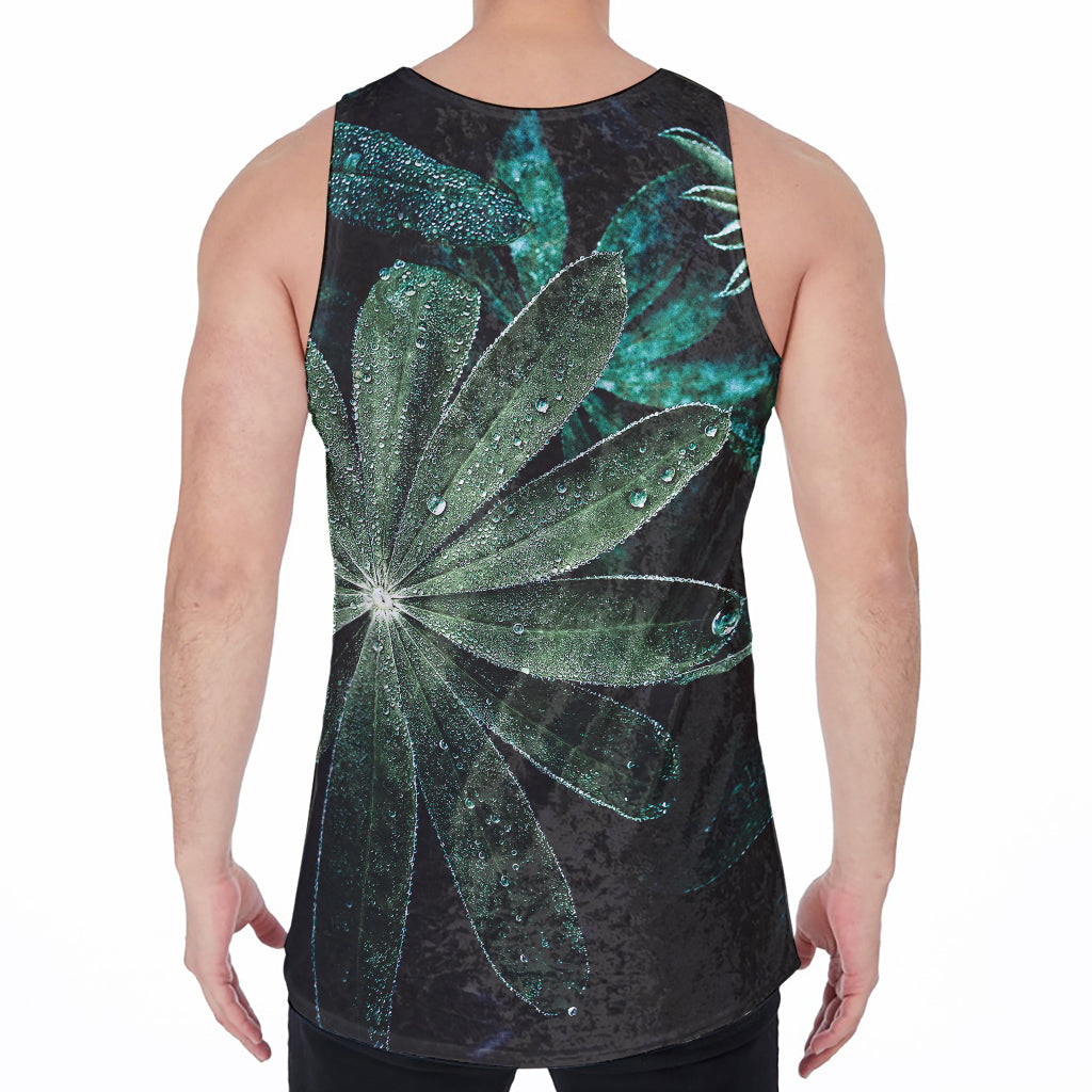 Fresh Tropical Leaf Print Men's Velvet Tank Top