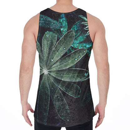 Fresh Tropical Leaf Print Men's Velvet Tank Top