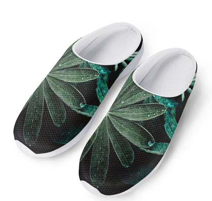 Fresh Tropical Leaf Print Mesh Casual Shoes