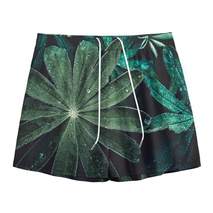 Fresh Tropical Leaf Print Mesh Shorts