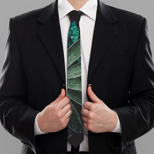 Fresh Tropical Leaf Print Necktie