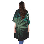 Fresh Tropical Leaf Print Open Front Beach Cover Up
