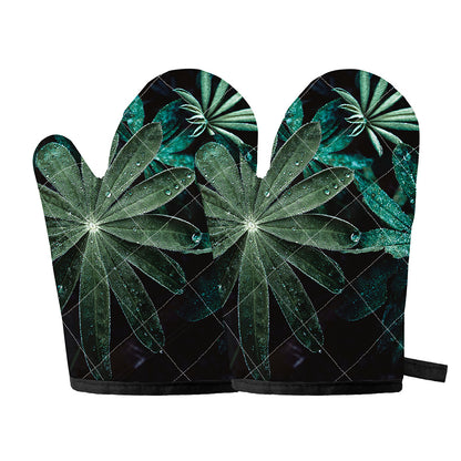 Fresh Tropical Leaf Print Oven Mitts