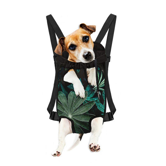Fresh Tropical Leaf Print Pet Carrier Backpack