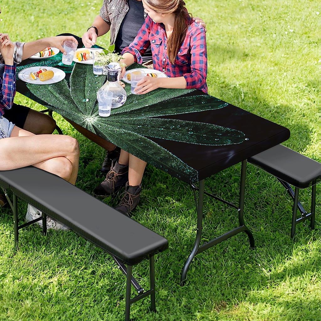 Fresh Tropical Leaf Print Picnic Table Cover