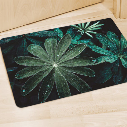 Fresh Tropical Leaf Print Polyester Doormat