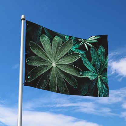 Fresh Tropical Leaf Print Polyester Flag