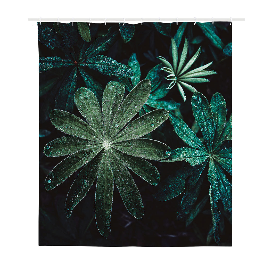 Fresh Tropical Leaf Print Polyester Shower Curtain