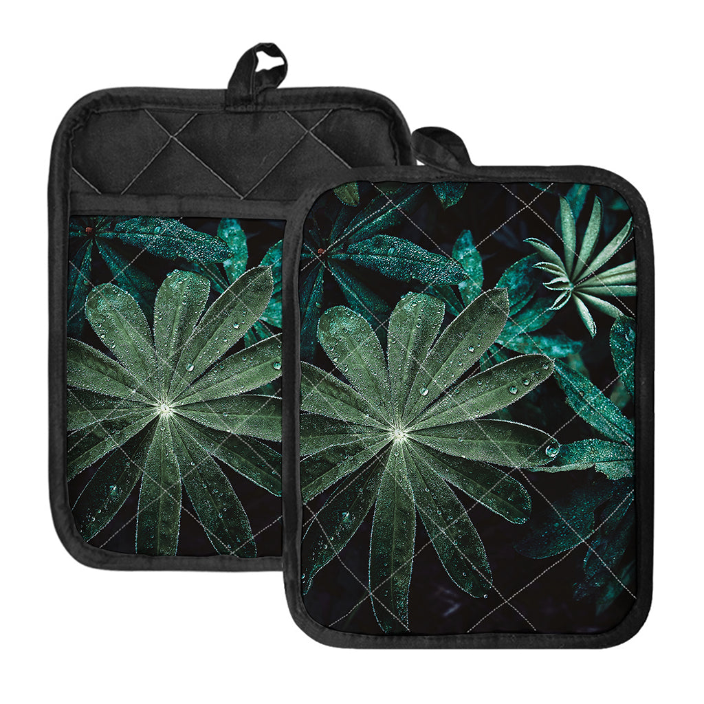Fresh Tropical Leaf Print Pot Holders With Pocket