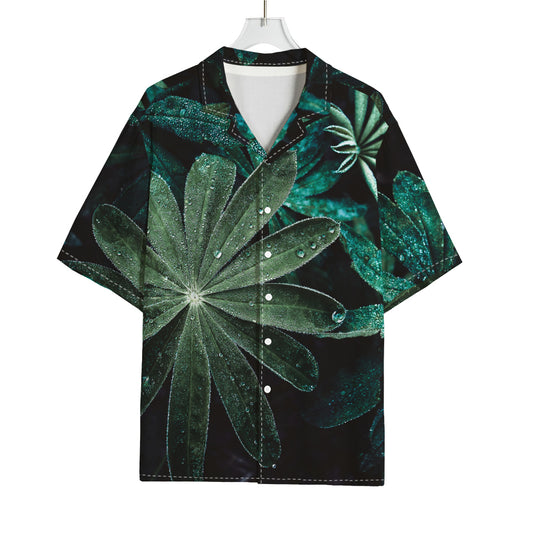 Fresh Tropical Leaf Print Rayon Hawaiian Shirt