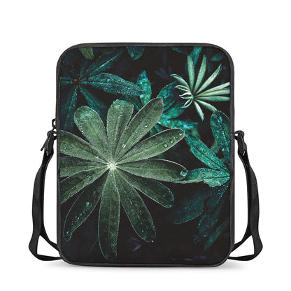 Fresh Tropical Leaf Print Rectangular Crossbody Bag