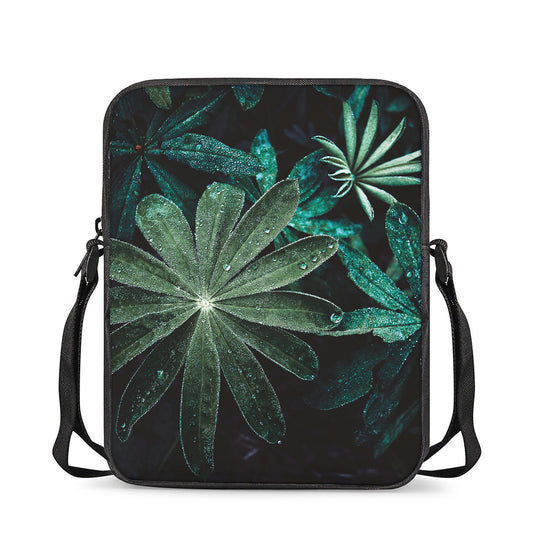 Fresh Tropical Leaf Print Rectangular Crossbody Bag