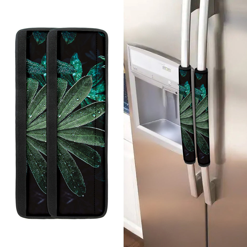 Fresh Tropical Leaf Print Refrigerator Handle Covers