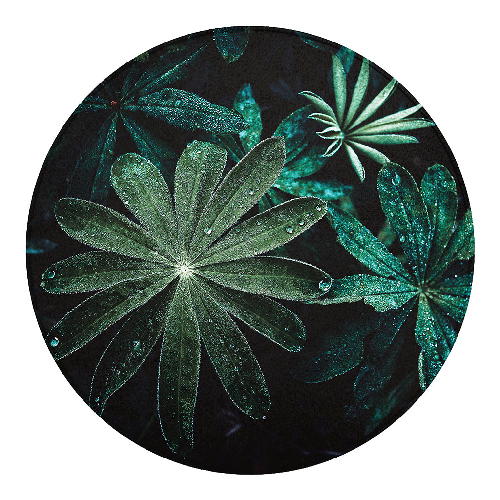 Fresh Tropical Leaf Print Round Blanket