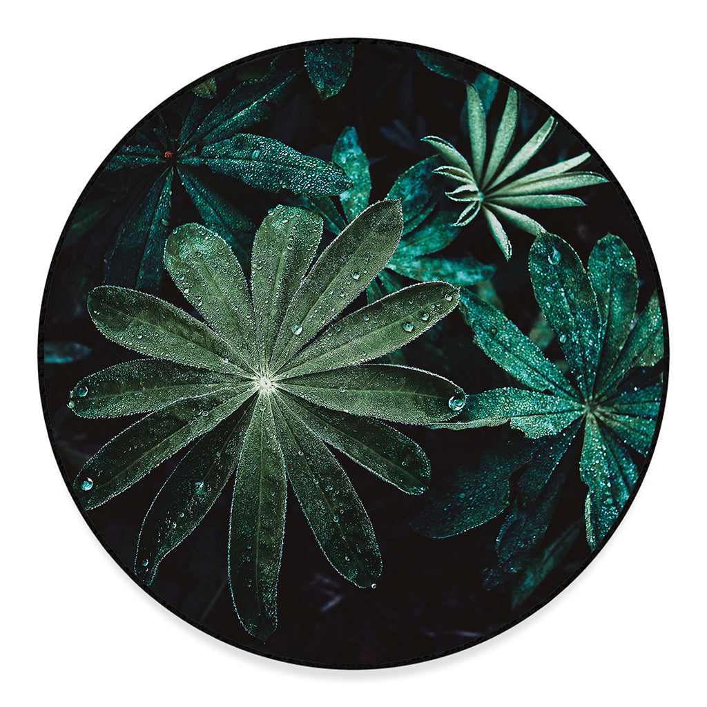 Fresh Tropical Leaf Print Round Floor Mat