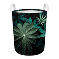 Fresh Tropical Leaf Print Round Laundry Basket
