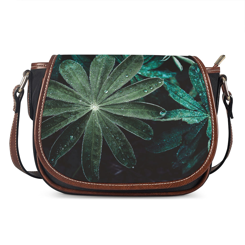Fresh Tropical Leaf Print Saddle Bag