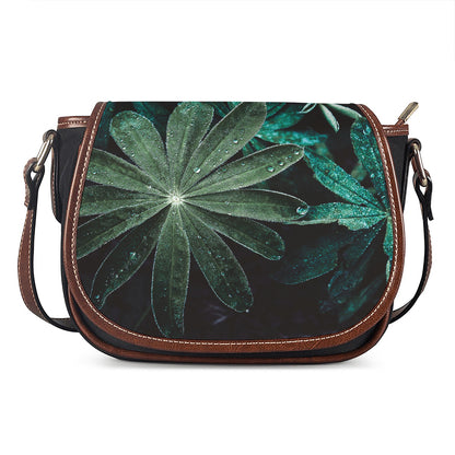 Fresh Tropical Leaf Print Saddle Bag