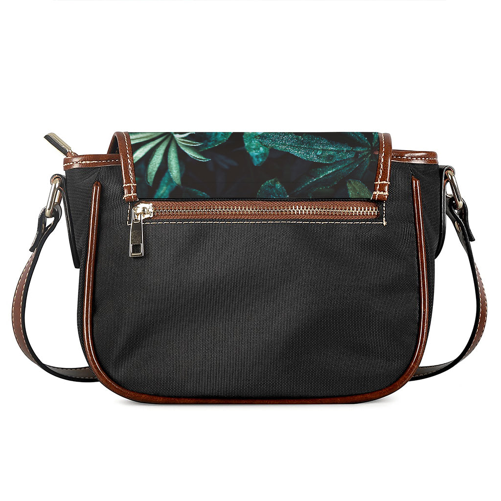 Fresh Tropical Leaf Print Saddle Bag