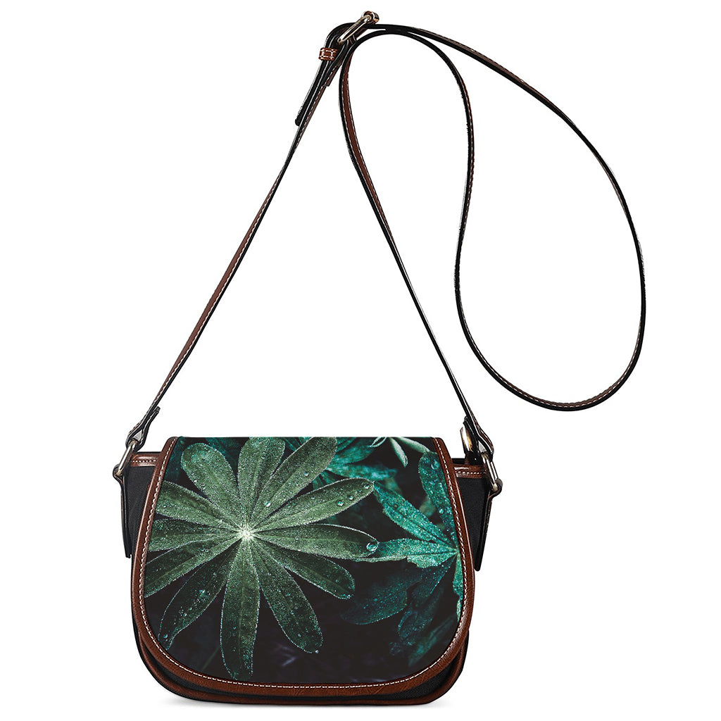 Fresh Tropical Leaf Print Saddle Bag