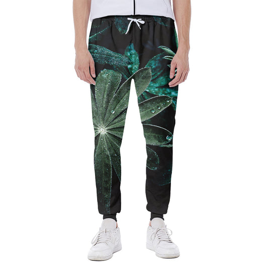 Fresh Tropical Leaf Print Scuba Joggers