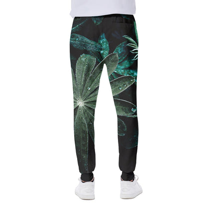 Fresh Tropical Leaf Print Scuba Joggers