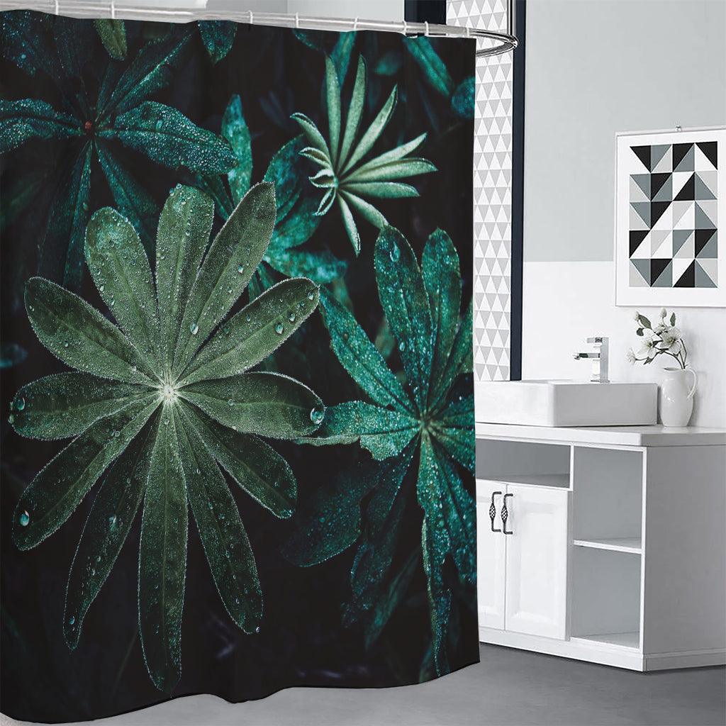 Fresh Tropical Leaf Print Shower Curtain