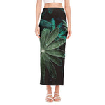 Fresh Tropical Leaf Print Side Slit Maxi Skirt