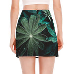 Fresh Tropical Leaf Print Side Slit Mini Skirt