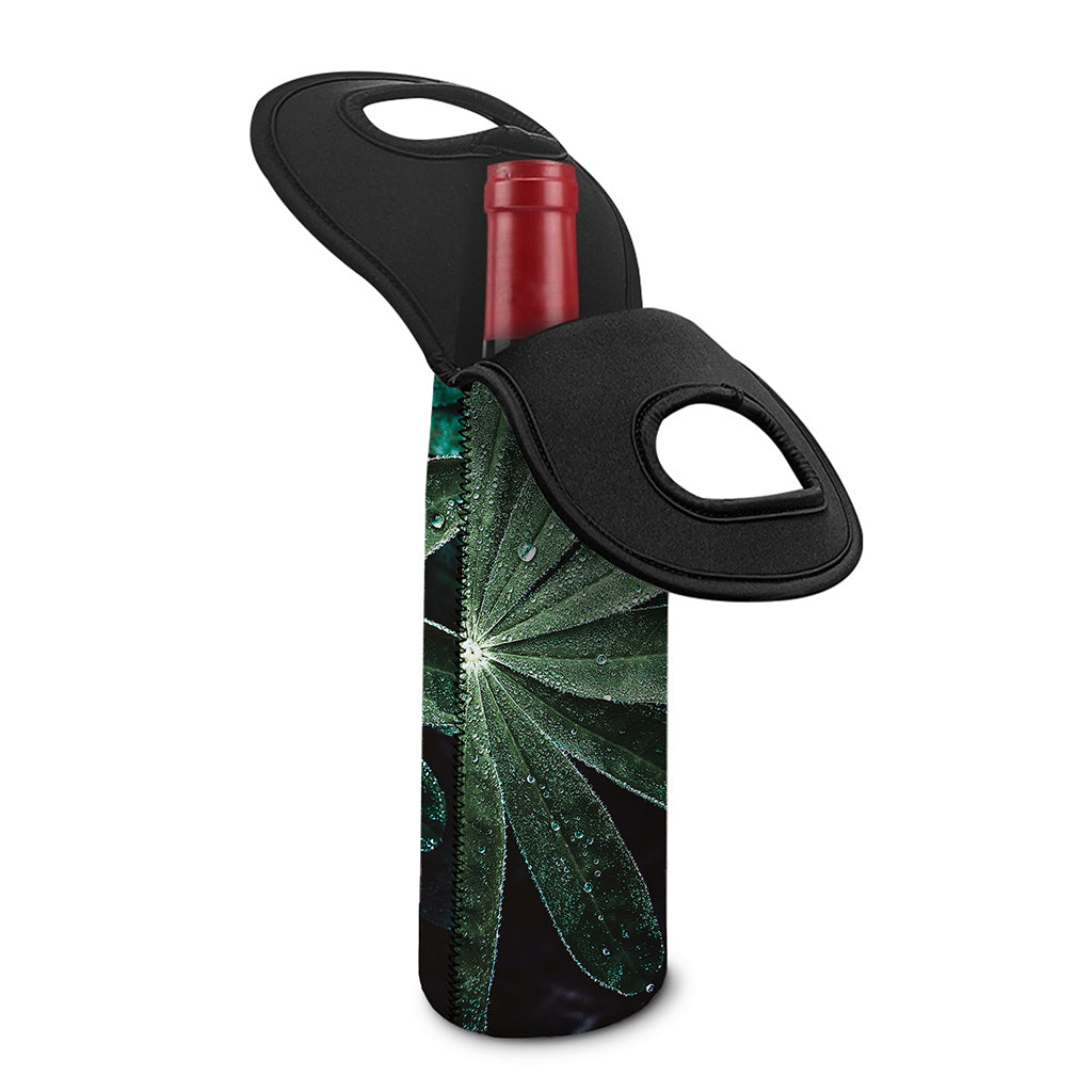 Fresh Tropical Leaf Print Single Neoprene Wine Tote